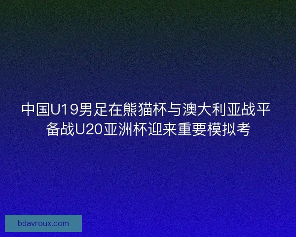 中国U19男足在熊猫杯与澳大利亚战平 备战U20亚洲杯迎来重要模拟考