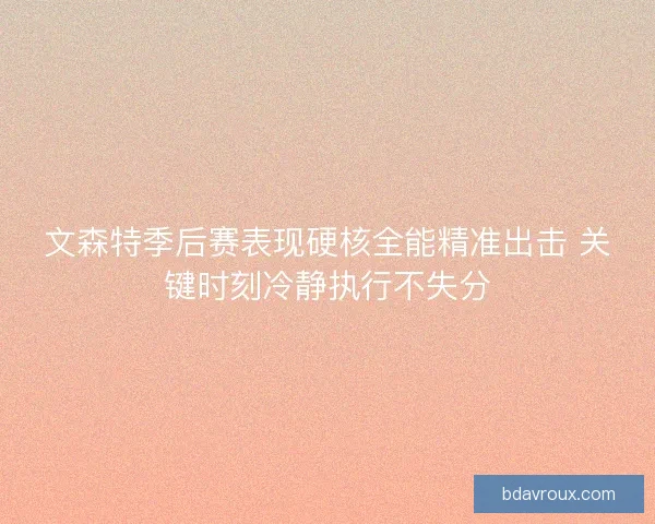 文森特季后赛表现硬核全能精准出击 关键时刻冷静执行不失分